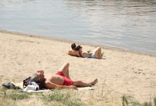 Szeged, Lapos, szabadstrand, strand, fürdés, meleg, Tisza