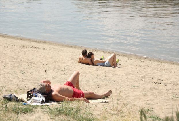 Szeged, Lapos, szabadstrand, strand, fürdés, meleg, Tisza