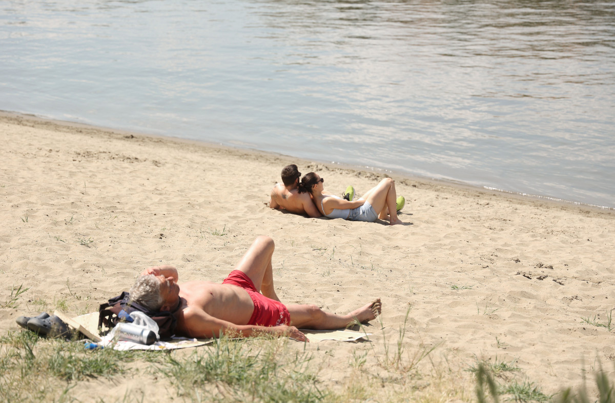 Szeged, Lapos, szabadstrand, strand, fürdés, meleg, Tisza